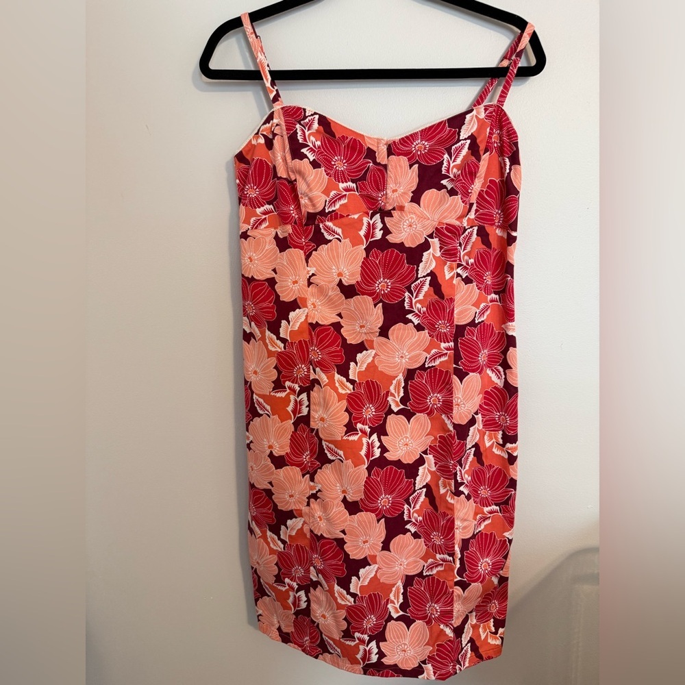 LOFT Red and White Floral Dress